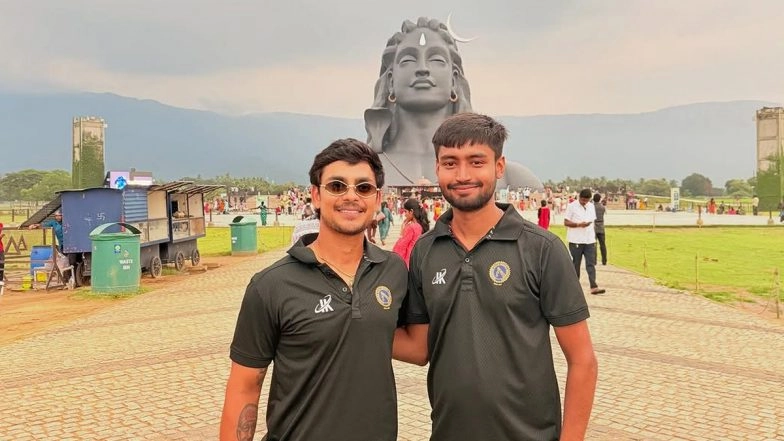 Ishan Kishan Visits Adiyogi Statue in Coimbatore Alongside Jharkhand Teammates Ahead of Ranji Trophy 2025-26 Match Against Tamil Nadu (See Pics)