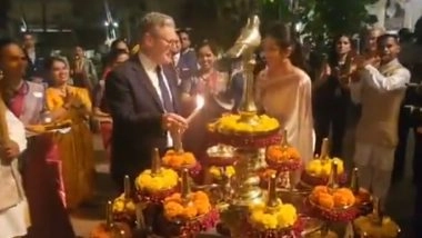 Keir Starmer India Visit: UK PM Lights Diyas in Mumbai Ahead of Diwali, Symbolising India-UK Cultural Bond (Watch Video)