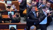 Israeli Lawmakers Ofer Cassif and Ayman Odeh Expelled After Disrupting Donald Trump Speech at Israeli Parliament (See Pics and Videos)