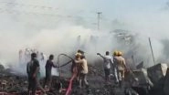 Mangaluru Fire: Massive Blaze Erupts at Scrap Dealing Unit in Uchila, Fire-Fighting Operations Underway (Watch Video)