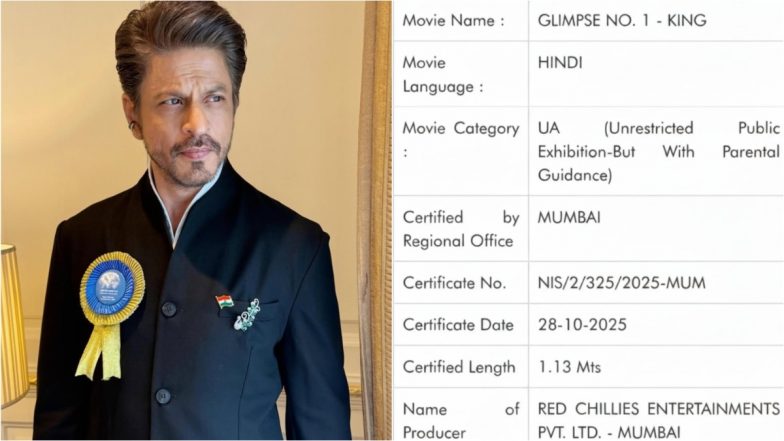&lsquo;King&rsquo;: Is Shah Rukh Khan Dropping &lsquo;Glimpse No 1&rsquo; of His Upcoming Action Entertainer? Don&rsquo;t Fall for This Fake &lsquo;Censor Board&rsquo; Certificate Going Viral!
