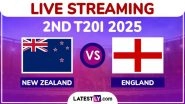 New Zealand vs England Free Live Streaming Online, 2nd T20I 2025: How To Watch NZ vs ENG Cricket Match Live Telecast on TV in India?