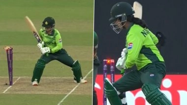 Nashra Sandhu Hit Wicket Video: Watch Pakistan Women's Cricketer Hit Stumps With Her Bat While Playing A Shot During PAK-W vs BAN-W ICC Women's Cricket World Cup 2025 Match