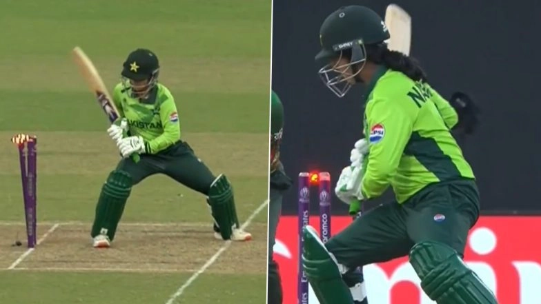 Nashra Sandhu Hit Wicket Video: Watch Pakistan Women's Cricketer Hit Stumps With Her Bat While Playing A Shot During PAK-W vs BAN-W ICC Women's Cricket World Cup 2025 Match