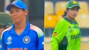 Nashra Sandhu Gives Death Stare to Harmanpreet Kaur After India Captain Smashes Her For 11 Runs in One Over During IND-W vs PAK-W ICC Women's World Cup 2025 Match (Watch Video)