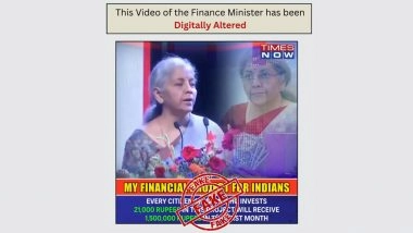 Did Nirmala Sitharaman Promote Government Project Promising INR 15 Lakh Monthly Income on Investment of INR 21,000? PIB Fact Check Debunks Digitally Altered Fake Video of Finance Minister