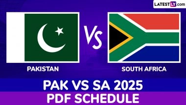Pakistan vs South Africa 2025 Full Schedule, Free PDF Download Online: Get PAK vs SA Test, ODI and T20I Series Fixtures, Time Table and Match Timings in IST