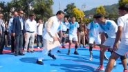 Sansad Khel Mahotsav 2025: Uttarakhand CM Pushkar Singh Dhami Plays Kabaddi During 'MP Sports Festival' at Rajiv Gandhi Navodaya Vidyalaya in Dehradun, Video Surfaces