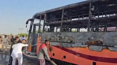 Rajasthan Bus Fire: Jaisalmer-Jodhpur Bus Bursts Into Flames in Jaisalmer, Several Feared Killed or Injured; State Government Stands With the Affected Families, Says CM Bhajanlal Sharma (Watch Video)