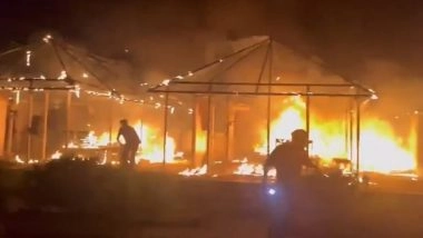 Jaisalmer Fire: Narrow Escape for Tourists After Massive Blaze Erupts at Resort Near World-Famous Sam Sand Dunes in Rajasthan; Tents Reduced to Ashes (Watch Video)