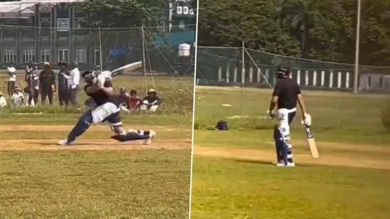 Rohit Sharma Breaks His Own Lamborghini As He Hits Massive Six During Practice Ahead of IND vs AUS ODI Series, Video Goes Viral