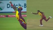 Romario Shepherd Takes Stunning Catch To Dismiss Tanzid Hasan, Akeal Hosein Grabs One-Handed Stunner To Account for Litton Das During BAN vs WI 1st T20I 2025 (Watch Video)