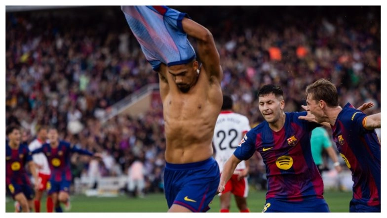 Barcelona 2–1 Girona, La Liga 2025–26: Ronald Araujo's Injury Time Winner Helps Defending Champions Claim No 1 Spot