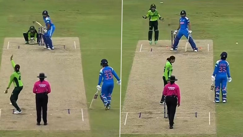 Pratika Rawal Wicket Video: Watch Sadia Iqbal Dismiss India Women Opener During IND-W vs PAK-W ICC Women’s World Cup 2025 Match