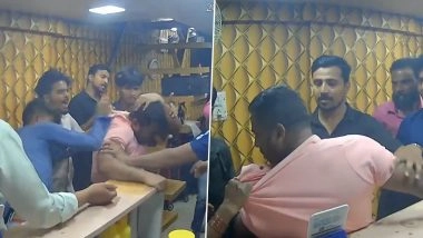 Navi Mumbai: MNS Workers Brutally Assault Salon Owner in Kamothe, Rain Slaps and Kicks on Him; Video Goes Viral