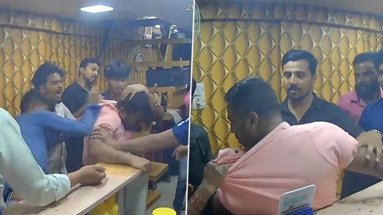 Navi Mumbai: MNS Workers Brutally Assault Salon Owner in Kamothe, Rain Slaps and Kicks on Him; Video Goes Viral