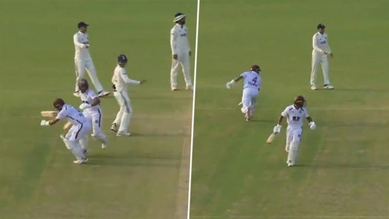 Shai Hope and Tevin Imlach Narrowly Avoid Collision While Taking a Single During IND vs WI 2nd Test 2025 (Watch Video)