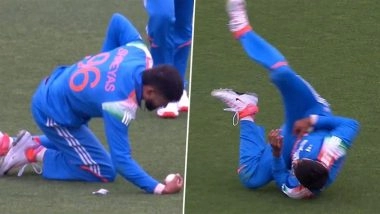 Shreyas Iyer Injury Video Clip: Watch Exact Moment When Indian Cricketer Suffered Spleen Laceration While Taking Catch in IND vs AUS 3rd ODI 2025