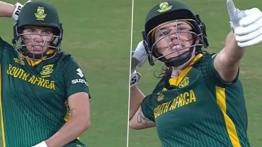 Tazmin Brits Performs 'Bow and Arrow' Celebration After Scoring Century During NZ-W vs SA-W ICC Women’s World Cup 2025 Match (Watch Video)
