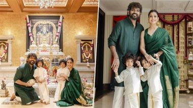 Diwali 2025: Nayanthara Dazzles in Green Silk Saree as She Celebrates with Husband Vignesh Shivan and Twin Boys; Says ‘This Diwali Felt Different’ (View Pics)