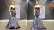 Lakme Fashion Week X FDCI 2025: Shalini Passi Wows in Blue Velvet Fish-Tail Gown on the Ramp (Watch Video)