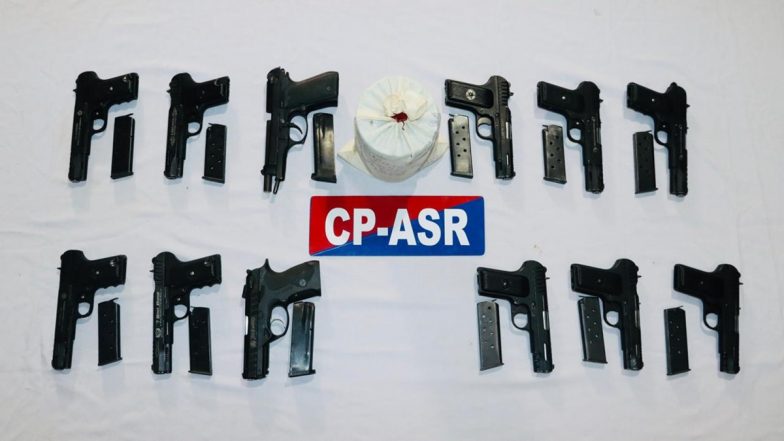 Punjab: Amritsar Police Bust Cross-Border Arms, Drug Network Linked to Pakistan; 5 Arrested, 12 Pistols, 1.5 Kg Heroin Seized