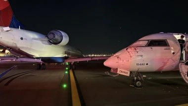 US: 2 Delta Jets Carrying Passengers Collide on Taxiway at LaGuardia Airport in New York, One Injured (Watch Videos)