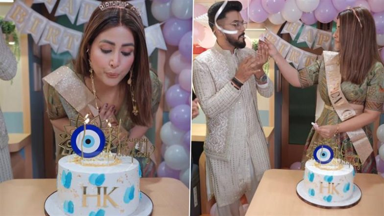 Hina Khan Shares Heartfelt Birthday Surprise on Set, Calls It a ‘Pleasant Surprise’ from Her Team and Husband (Watch Video)
