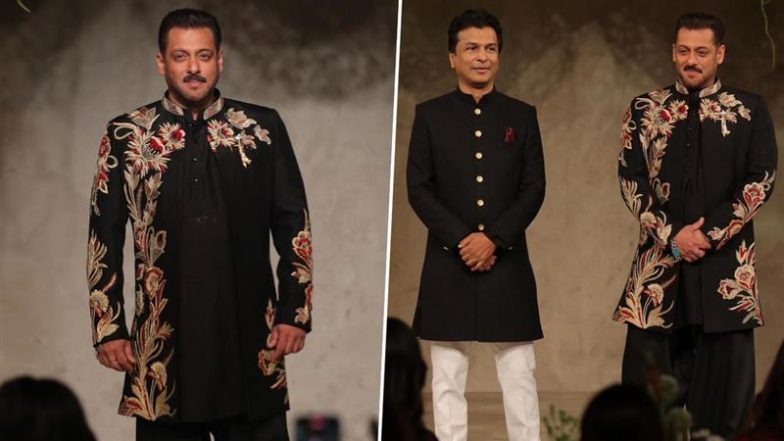 Salman Khan Dazzles in Black Sherwani as Showstopper for Vikram Phadnis’ ‘Ananta’ Collection (Watch Video)