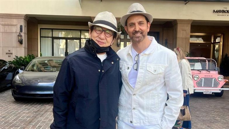 Hrithik Roshan Meets Jackie Chan in Beverly Hills; Says ‘My Broken Bones Look Up to Your Broken Bones’ (View Pics)