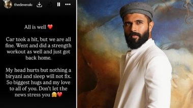 Vijay Deverakonda Shares Update After Car Accident, Says ‘Nothing a Biryani and Sleep Can’t Fix’ (View Post)