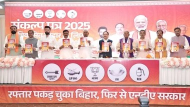 Bihar Assembly Elections 2025: PM Narendra Modi Hails NDA’s ‘Sankalp Patra’ As Vision for ‘Developed Bihar’, Opposition Asks for ‘Sorry Patra’ Instead