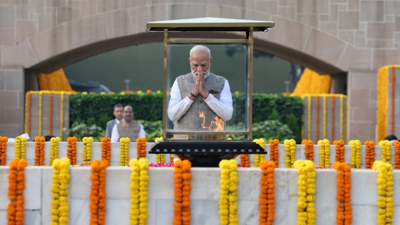 Gandhi Jayanti 2025: PM Narendra Modi, VP CP Radhakrishnan Attend Prayer Meeting on Mahatma Gandhi’s Birth Anniversary at Gandhi Smriti (See Pics and Video)