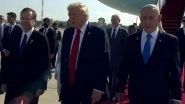 Donald Trump Lands at Ben Gurion Airport in Israel As First Set of Hostages Received by IDF (Watch Videos)