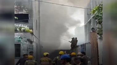 Noida Fire: Massive Blaze Erupts at Private Company Building in Ecotech 3 Area; No Injury or Human Loss (Watch Videos)