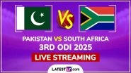Pakistan vs South Africa Free Live Streaming Online, 3rd ODI 2025: How To Watch PAK vs SA Cricket Match Live Telecast on TV in India? Pakistan vs South Africa Free Live Streaming Online, 3rd ODI 2025: How To Watch PAK vs SA Cricket Match Live Telecast on TV in India?