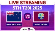 New Zealand vs West Indies Free Live Streaming Online, 5th T20I 2025: How To Watch NZ vs WI Cricket Match Live Telecast on TV in India? New Zealand vs West Indies Free Live Streaming Online, 5th T20I 2025: How To Watch NZ vs WI Cricket Match Live Telecast on TV in India?