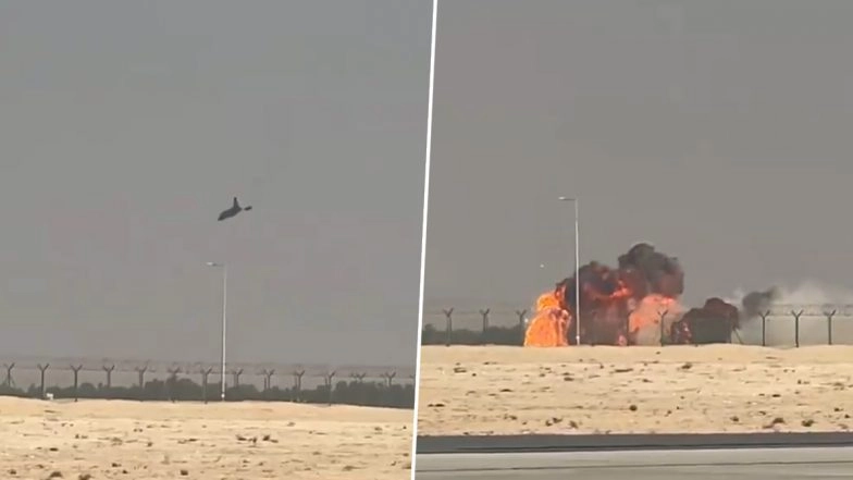 IAF Plane Crash in Dubai: Tejas Fighter Jet Crashes During Aerial Display at Dubai Air Show, Video Surfaces