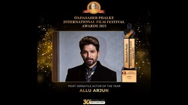 Allu Arjun Named ‘Most Versatile Actor of the Year’ at Dadasaheb Phalke International Film Festival Awards 2025, Actor Says ‘Dedicate This Award to My Fans’ (View Post)