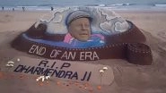 Dharmendra Passes Away: Sand Artist Sudarsan Pattnaik Creates 5-Foot Sand Art To Pay Tribute to Veteran Actor (Watch Video)