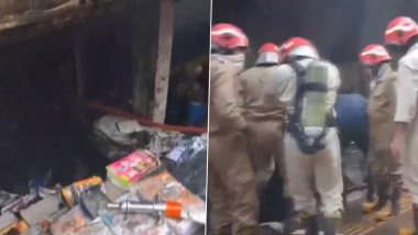 Delhi Fire: Blaze Erupts at Bookstore Near Laxmi Nagar Metro Station; No Casualties Reported (Watch Video)