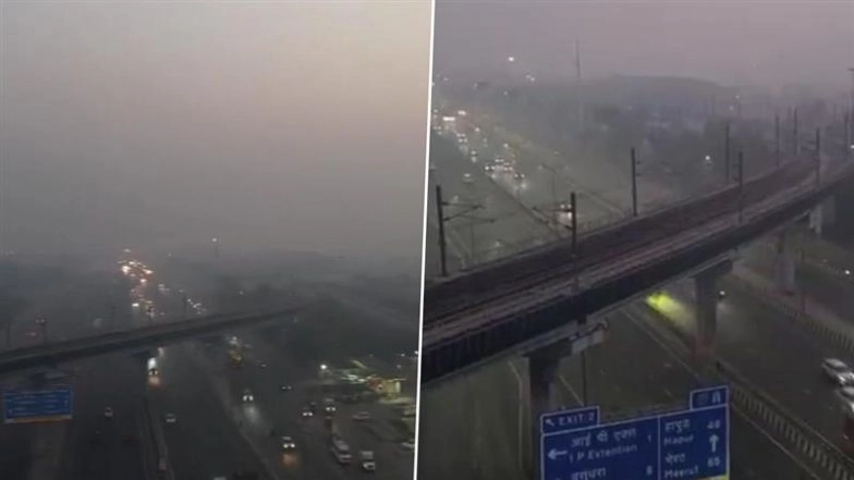 Delhi Air Pollution: Smog Blankets National Capital With AQI in ‘Severe’ Zone (Watch Video)