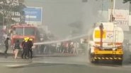 Maharashtra Fire: Petrol Tanker Engulfs in Blaze on Pune-Solapur Highway, Traffic Movement Affected (Watch Video) Maharashtra Fire: Petrol Tanker Engulfs in Blaze on Pune-Solapur Highway, Traffic Movement Affected (Watch Video)