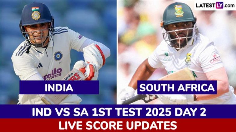 SA 93/7 at Stumps (Lead By 63 Runs) | India vs South Africa 1st Test 2025 Day 2 Highlights: Ravindra Jadeja Leads Stellar Bowling Effort As India Remain in Control