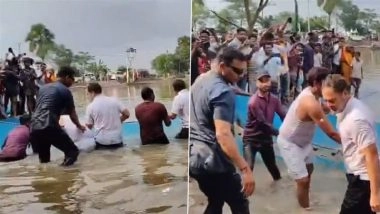 Rahul Gandhi Takes Break From Bihar Campaign Trail, Joins Mukesh Sahni in Fishing Session in Begusarai; Viral Video Shows Congress Leader Wading Into Pond