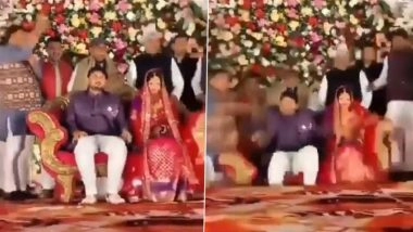 Ballia: Wedding Stage Collapses in UP as Bride, Groom and Guests Fall Straight Down; Video Goes Viral