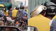 &lsquo;Peak Bengaluru&rsquo; Moment: Pillion Rider Wears Frying Pan on Head To Avoid Challan, Video Goes Viral