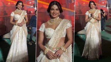 Priyanka Chopra Brings Classic ‘Desi Girl’ Vibe to Hyderabad’s GlobeTrotter Event at Ramoji Film City, Greets Fans With ‘Namaste’ (Watch Video)