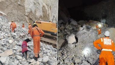 Sonbhadra Quarry Collapse: 1 Dead, 15 Feared Trapped As Stone Mine Collapses in Uttar Pradesh, Rescue Operations Underway (See Pics and Video)