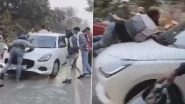 Saharanpur Horror Caught on Camera: Youths Brutally Beat Motorcyclist, Drag Him 500 Metres on Car Bonnet After Road Rage Clash on Nagal-Tapri Road; Probe Launched As Video Goes Viral
